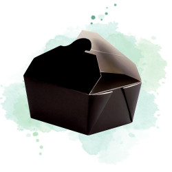 50 Pcs - Boîte repas noire - 1000 ml, 21,5 x 16 cm, Hauteur: 5 cm