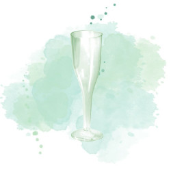6 Pcs - Flûte à champagne plastique verte - 130 ml, Design transparent et élégant