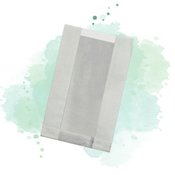 1000 Pcs - Sac papier kraft blanc à fenêtre - 22 cm x 14 cm x 6 cm, ingraissable