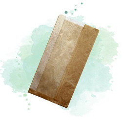 1000 Pcs - Sac sandwich papier brun avec fenêtre - 20 cm x 6 cm x 40 cm