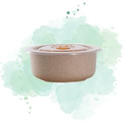 40 Pcs - Bol réutilisable beige avec couvercle - 300 ml, Ø100 mm, H58 mm