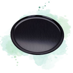 12 Pcs - Assiette noire en aluminium anodisé - Ø 228 mm, Hauteur: 8 mm