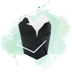 50 Pcs - Boîte carrée noire avec anse - 415 ml, 9,2 cm, 7,4 cm, Hauteur: 9 cm
