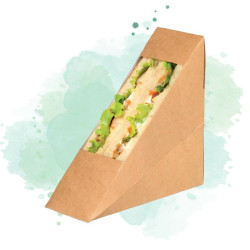 50 Pcs - Triangle sandwich kraft à fenêtre PLA - 5,5 x 12 cm, Hauteur: 12 cm