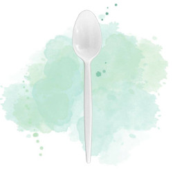 100 Pcs - Cuillère à café plastique PS blanche - 11,5 cm