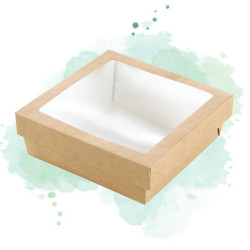 50 Pcs - Boîte carrée carton "Kray" - 1000 ml, 20,5 cm x 20,5 cm, Hauteur: 4 cm