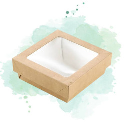 25 Pcs - Boîte carton "Kray" avec fenêtre - 350 ml, 11,5 x 11,5 cm, Hauteur: 4 cm
