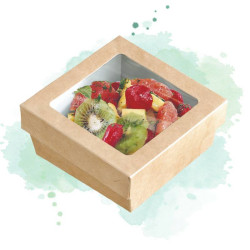 25 Pcs - Boîte carrée "Kray" en carton brun - 500 ml, 13,5 x 13,5 cm, Hauteur: 5 cm
