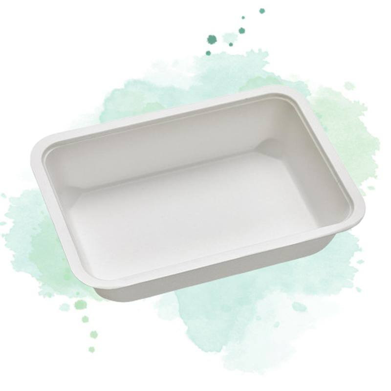 100 Pcs - Barquette scellable pulpe PLA - 750 ml, 19 cm x 13,7 cm, Hauteur: 4 cm
