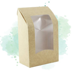 50 Pcs - Boîte Wrap Carton Brun à Fenêtre - 9,5 x 5,4 x 15,2 cm