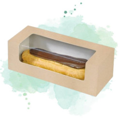 50 Pcs - Boîte carton à fenêtre PET - 150x60 mm, Hauteur: 50 mm, Idéal pour éclair et macaron