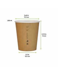 50 Pcs - Gobelet Carton "Nature Cup" - 230 ml, Hauteur: 9,2 cm, Diam: 8 cm 2