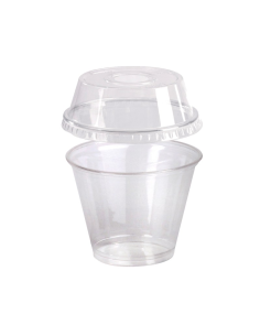 25 Pcs - Pot transparent plastique PET avec couvercle dôme - 270 ml, Diam: 9,5 cm, Hauteur: 8,8 cm