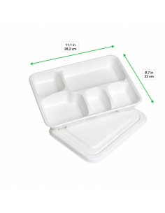 50 Pcs - Plateau repas pulpe 5 compartiments - 282x220 mm, Hauteur: 37,5 mm 2