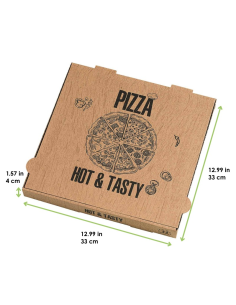 100 Pcs - Boîte à Pizza "Hot And Tasty" - 33 x 33 cm, Hauteur: 4 cm 2