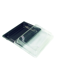 200 Pcs - Barquette sushi plastique noire - 300 ml, 188x135 mm, Hauteur: 37 mm