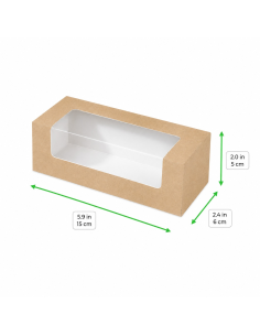50 Pcs - Boîte carton à fenêtre PET - 150x60 mm, Hauteur: 50 mm, Idéal pour éclair et macaron 2