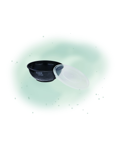 50 Pcs - Bol plastique PP noir avec couvercle - 200 ml, Diam: 9,2 cm, Hauteur: 5,9 cm 2