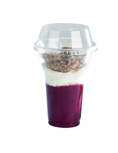 25 Pcs - Pot/Coupe plastique PET avec couvercle dôme - 450 ml, Diam: 9,5 cm, Hauteur: 12,7 cm 2