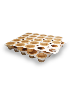 50 Pcs - Plateau cuisson carton avec 25 moules mini cake - 285x285mm, Hauteur: 25mm