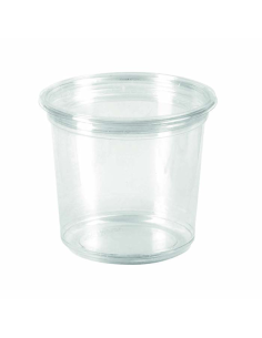50 Pcs - Pot Deli rond PLA transparent - 700 ml, Diam: 12,1 cm, Hauteur: 11,2 cm