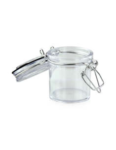 12 Pcs - Bocal plastique rond transparent - 50 ml, Diam: 4,8 cm, Hauteur: 6 cm
