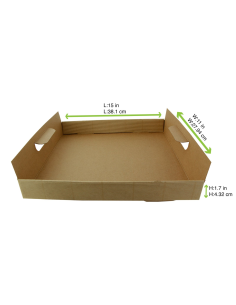 50 Pcs - Plateau carton kraft brun - 390 x 290 mm, Hauteur: 42 mm, avec poignées 2