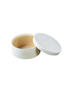 10 Pcs - Boîte ronde en bois avec papier ingraissable pour cuisson au four H50mm