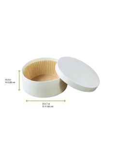 10 Pcs - Boîte ronde en bois avec papier ingraissable pour cuisson au four H50mm 2