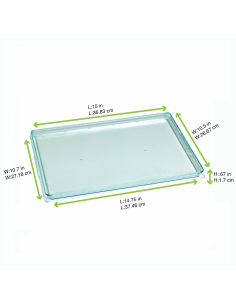 25 Pcs - Plateau plastique PS vert transparent "Klarity" - 38 x 27,4 cm, Hauteur: 1,8 cm 2