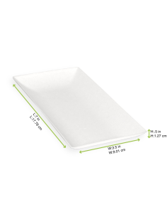 100 Pcs - Assiette rectangulaire blanche en pulpe "BioNChic" - 18 cm x 9 cm 2