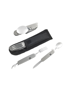 24 Pcs - Couverts de poche multifonctions - Couteau, fourchette, cuillère et décapsuleur, 87x16 mm