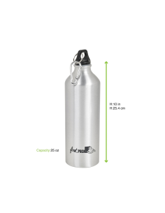 24 Pcs - Bouteille à eau aluminium 750 ml - Ø35 mm, Hauteur: 255 mm, Bouchon mousqueton 2