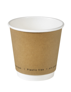 25 Pcs - Gobelet en carton brun double paroi - Ø90 mm, Hauteur: 86 mm, sans plastique
