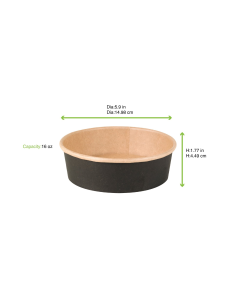 45 Pcs - Saladier rond Buckaty en carton kraft noir - Ø150mm, Hauteur: 45mm 2