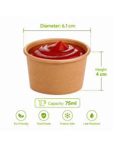 50 Pcs - Pot à Soupe et Glace en Carton Kraft - Ø61mm, Hauteur: 40mm, Sans Plastique 2