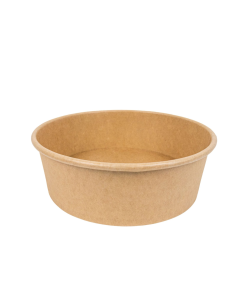 45 Pcs - Saladier rond en carton kraft "Buckaty" - 1000 ml, Diam: 18,5 cm, Hauteur: 6 cm