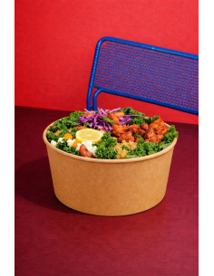 45 Pcs - Saladier rond en carton kraft "Buckaty" - 1000 ml, Diam: 18,5 cm, Hauteur: 6 cm 2