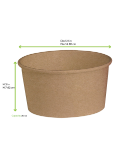 50 Pcs - Saladier rond en carton kraft "Buckaty"  H59mm 1000ml 2
