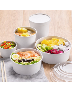 50 Pcs - Saladier rond carton "Buckaty" - 18,6 cm, 16,1 cm, Hauteur: 6,6 cm 2