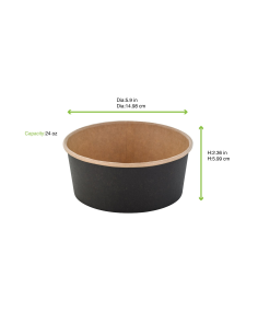 45 Pcs - Saladier rond Buckaty en carton kraft noir - Ø150 mm, Hauteur: 60 mm 2
