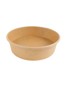 45 Pcs - Saladier rond carton kraft "Buckaty" - 900 ml, Diam: 18,5 cm, Hauteur: 5,3 cm