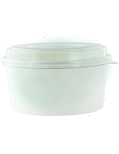 50 Pcs - Saladier rond Blanc Buckaty - 1140 ml, Ø 187 mm avec couvercle PET 2
