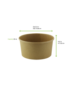 45 Pcs - Saladier rond en carton brun Buckaty - 900 ml, Ø150 mm, Hauteur: 75 mm 2