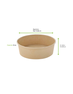 45 Pcs - Saladier rond en carton brun Buckaty - 480 ml, Ø150 mm, Hauteur: 48 mm 2