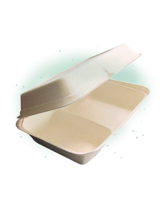 50 Pcs - Coquille blanche pulpe - 2 compartiments, 243x160 mm, Hauteur: 73 mm 2