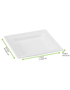 12 Pcs - Assiette pulpe carrée blanche - 26 x 26 cm x 1,7 cm 2