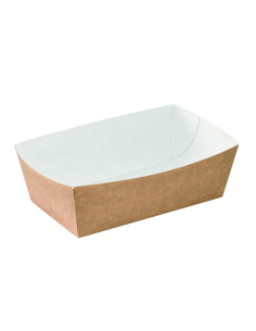 100 Pcs - Barquette en carton kraft - 750 ml, 14,5 x 8 cm, Hauteur: 5,2 cm