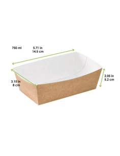 100 Pcs - Barquette en carton kraft - 750 ml, 14,5 x 8 cm, Hauteur: 5,2 cm 2