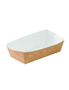 100 Pcs - Barquette en carton kraft - 350 ml, 12 x 6 cm, Hauteur: 3,7 cm